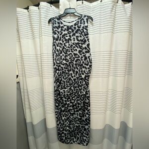 Leopard Print Sleeveless Ruched Dress